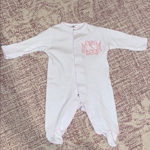 Pima Cotton Footie with initials “MSM”